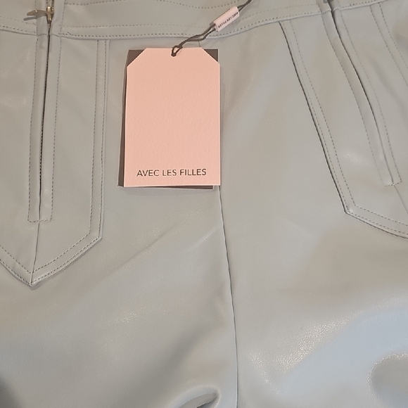 NWT - AVES LES FILLES Dresden Blue Vegan Leather Pants SZ 10 - Picture 6 of 9